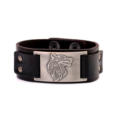 L45-1 Кожаный браслет-талисман Wolf  (коричневый)